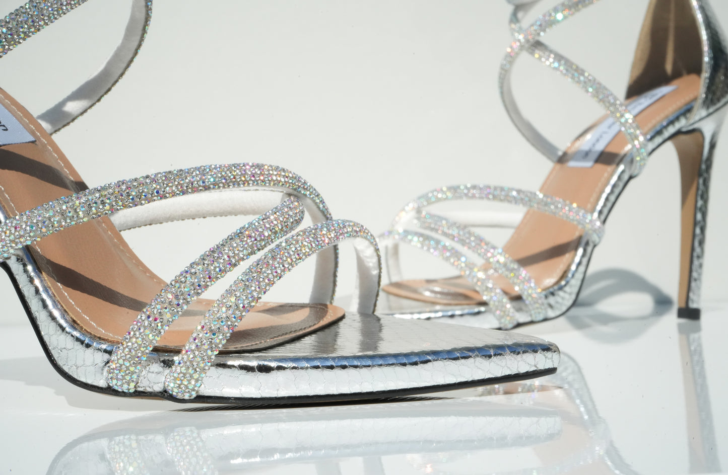 Amber Diamante Silver Heels