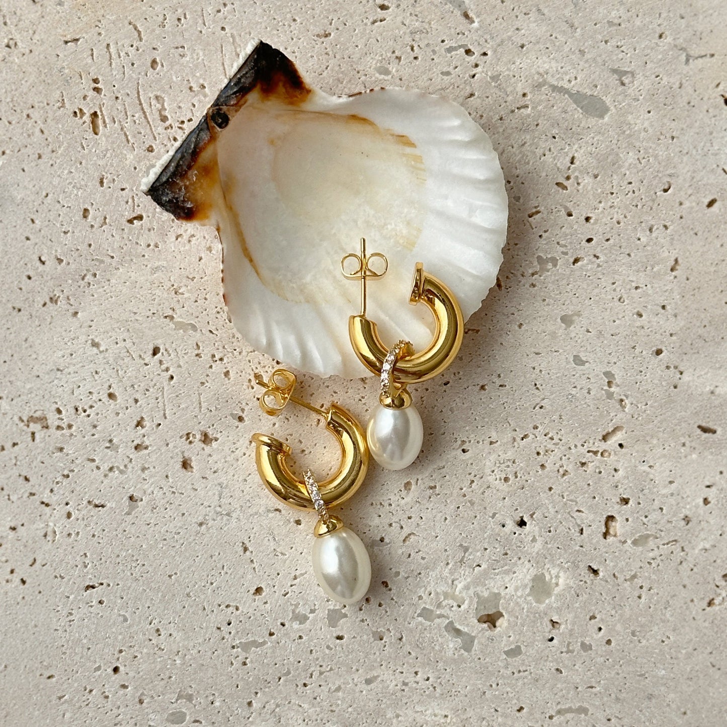 Clara Gold Pearl Earrings