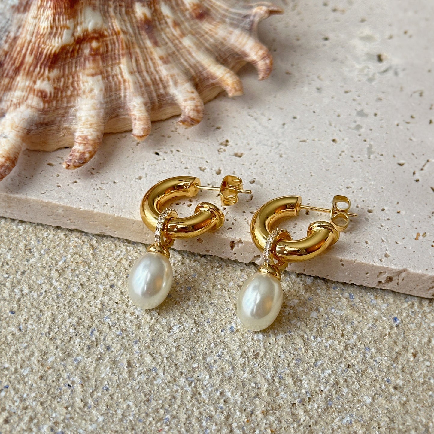 Clara Gold Pearl Earrings
