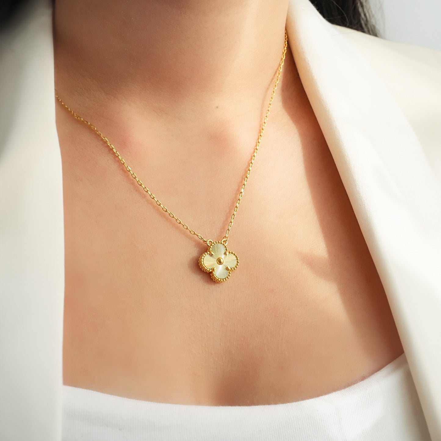 Golden Clover Pendant Necklace