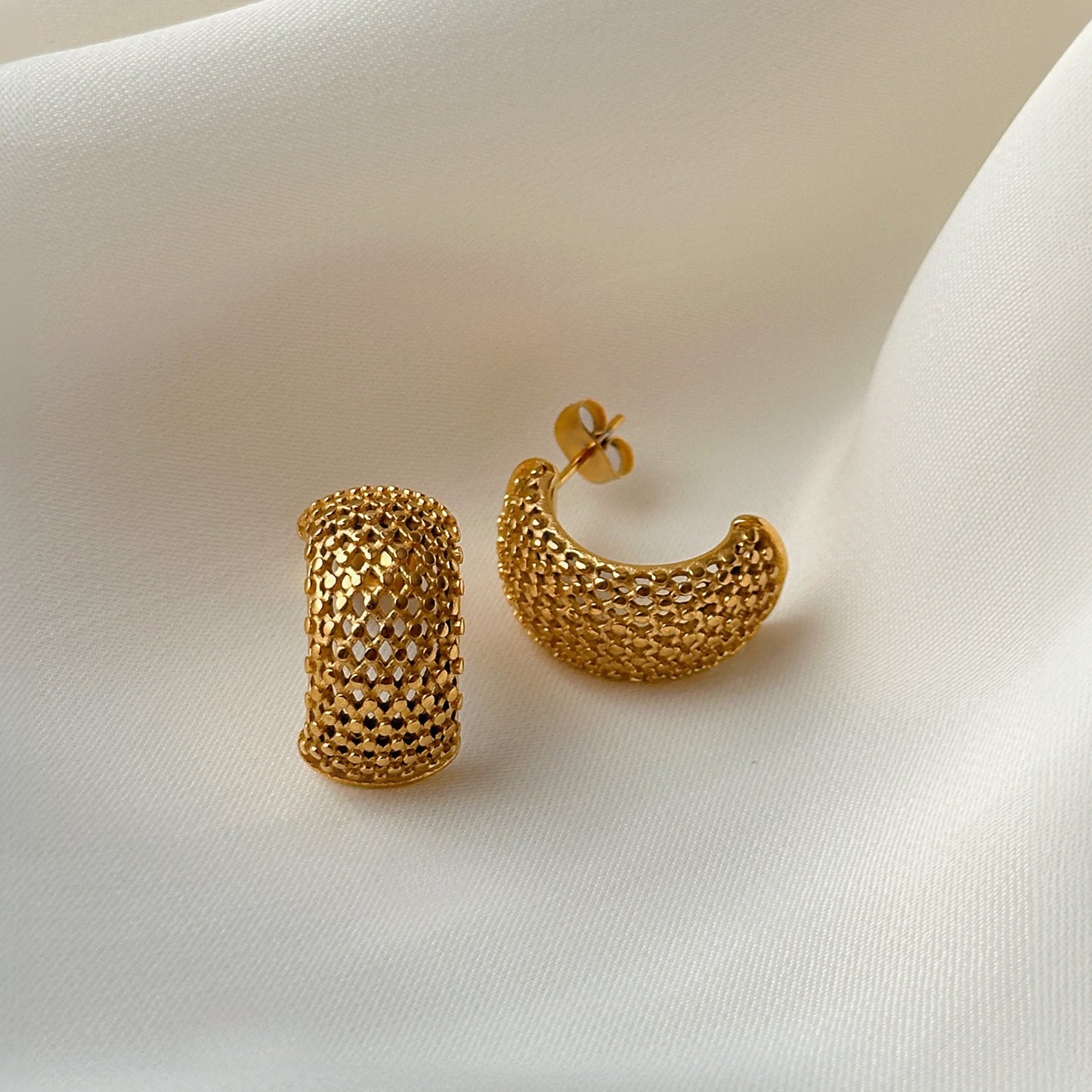 Gold Mesh Hoop Earrings