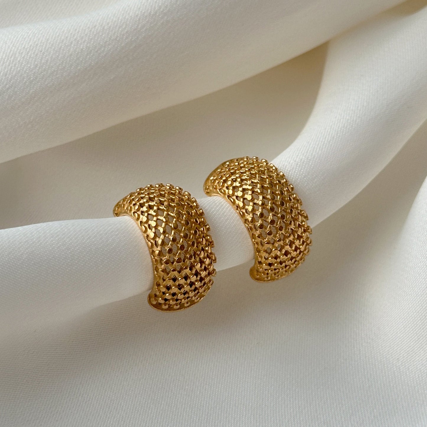 Gold Mesh Hoop Earrings