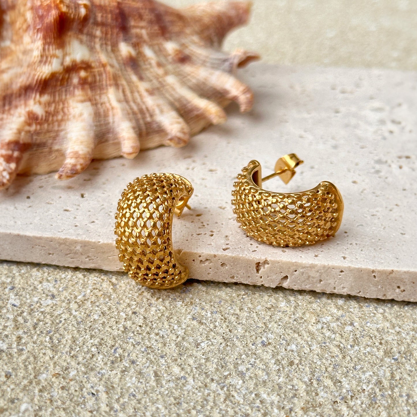 Gold Mesh Hoop Earrings