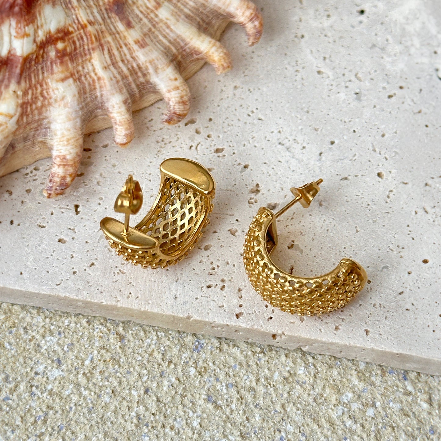 Gold Mesh Hoop Earrings