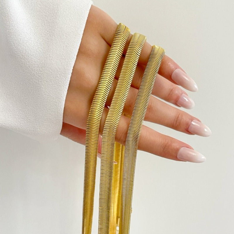 Gold Herringbone Thick Snake Chain