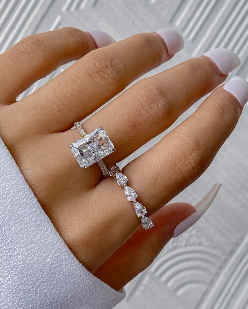 Bella Radiant Cut Sterling Silver Ring