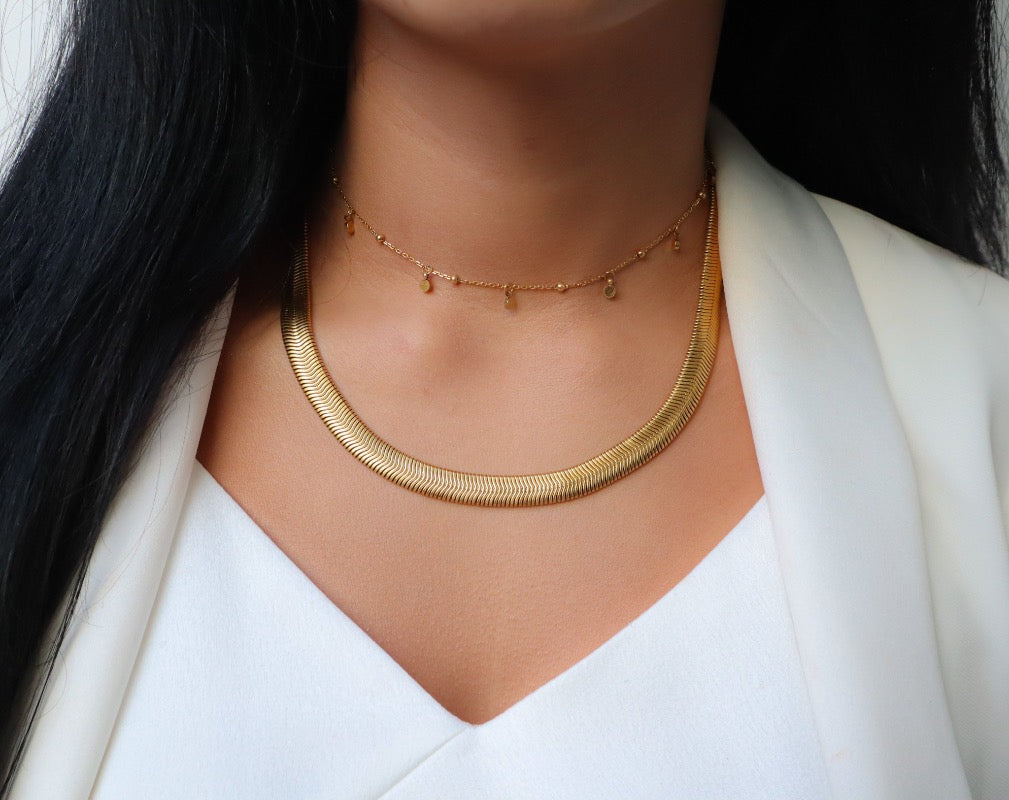 Gold Herringbone Thick Snake Chain