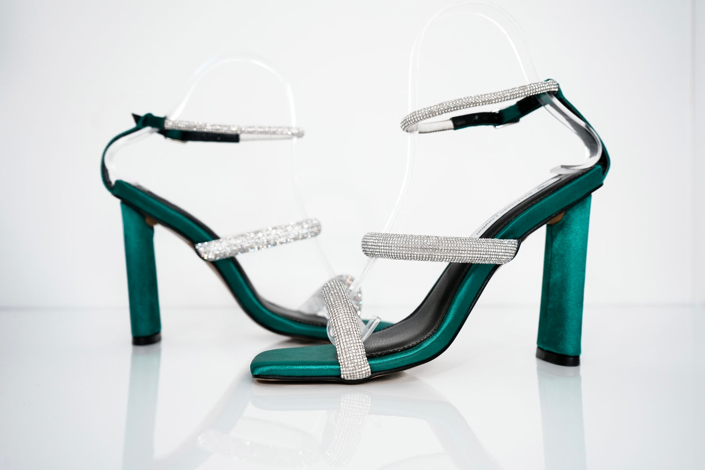 Emerald Luxe Diamante Heels