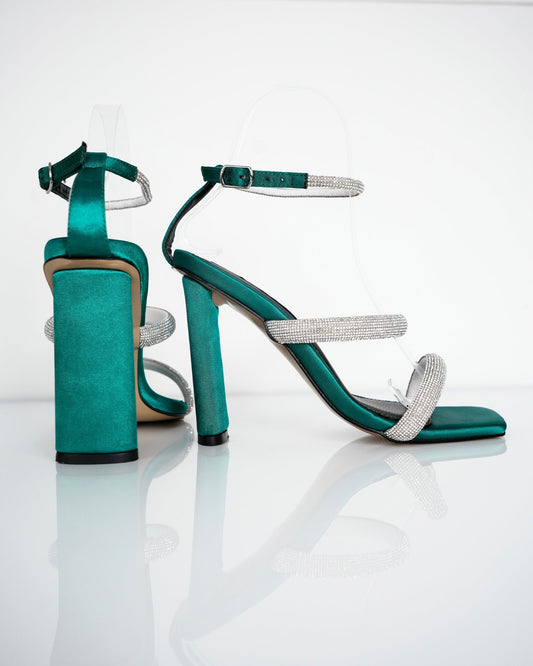 Emerald Luxe Diamante Heels