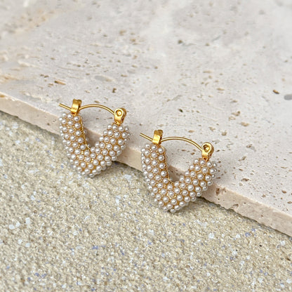 Nina Pearl Heart Earrings