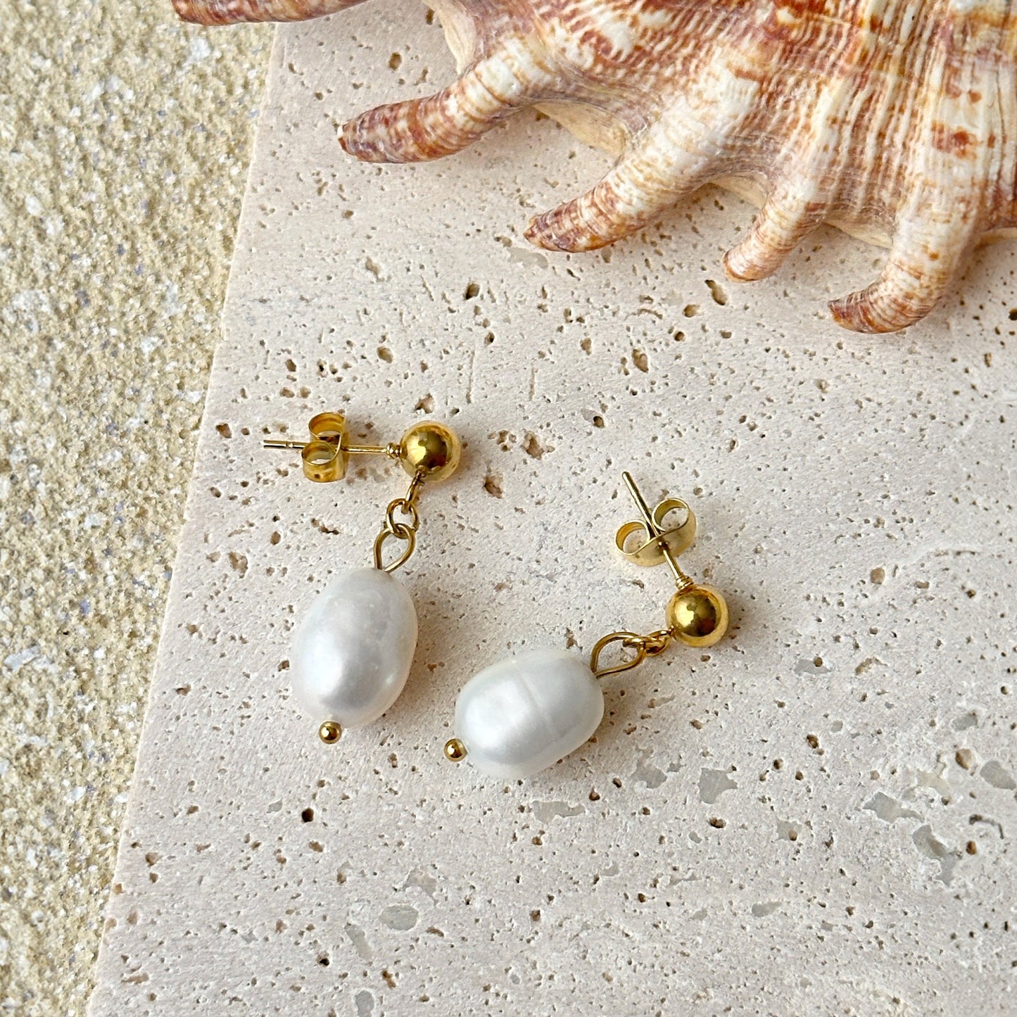 Maria Pearl Gold Earrings