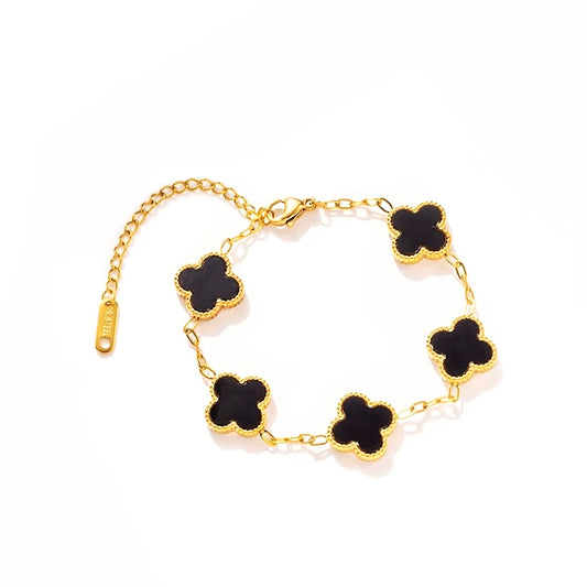 Black Blossom Clover Bracelet