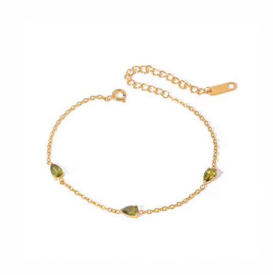 Olive Green Gold Dew Bracelet