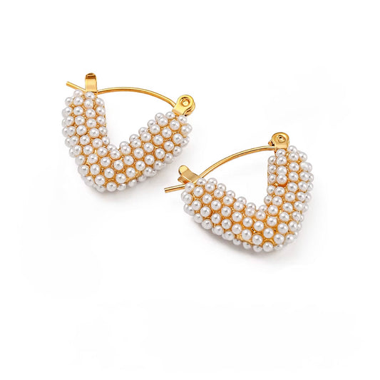 Nina Pearl Heart Earrings