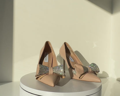 Bella Nude Diamante Bow Pumps